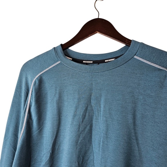 Nike Running Men's XL Dri-FIT Element Long Sleeve Shirt Teal Thumbholes - Picture 3 of 7